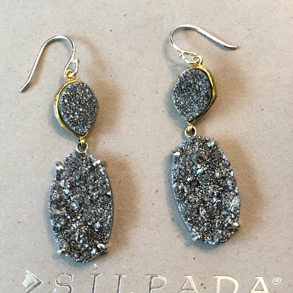 Silpada Sterling Glisten Up Sparkly Druzy Earrings